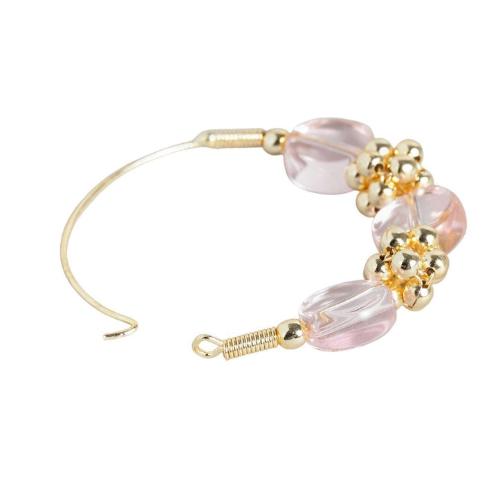 Gold-Plated Pink Circular Hoop Earrings - Trendisia