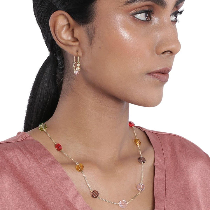 Gold-Plated Red-Yellow Stone Jewelry Set - Trendisia