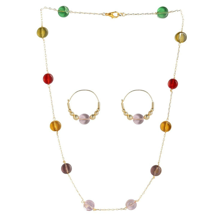 Gold-Plated Red-Yellow Stone Jewelry Set - Trendisia