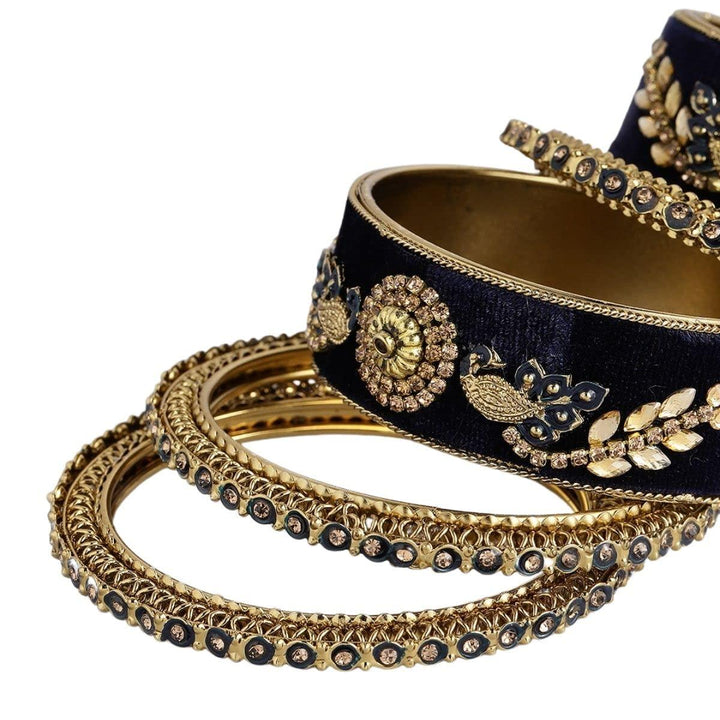 Gold Plated Rhinestone Bangles Set of 6 - Trendisia