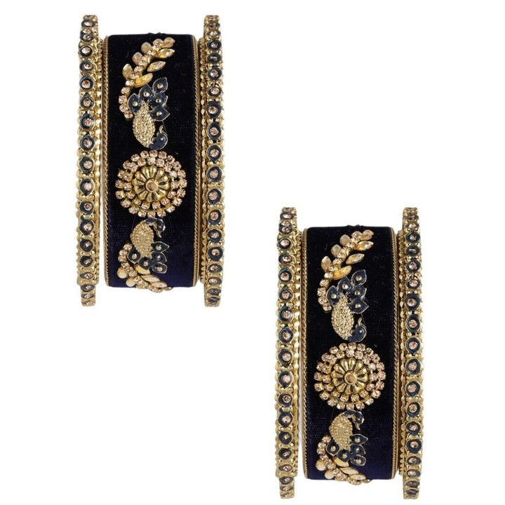 Gold Plated Rhinestone Bangles Set of 6 - Trendisia