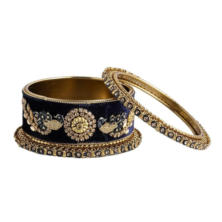Gold Plated Rhinestone Bangles Set of 6 - Trendisia