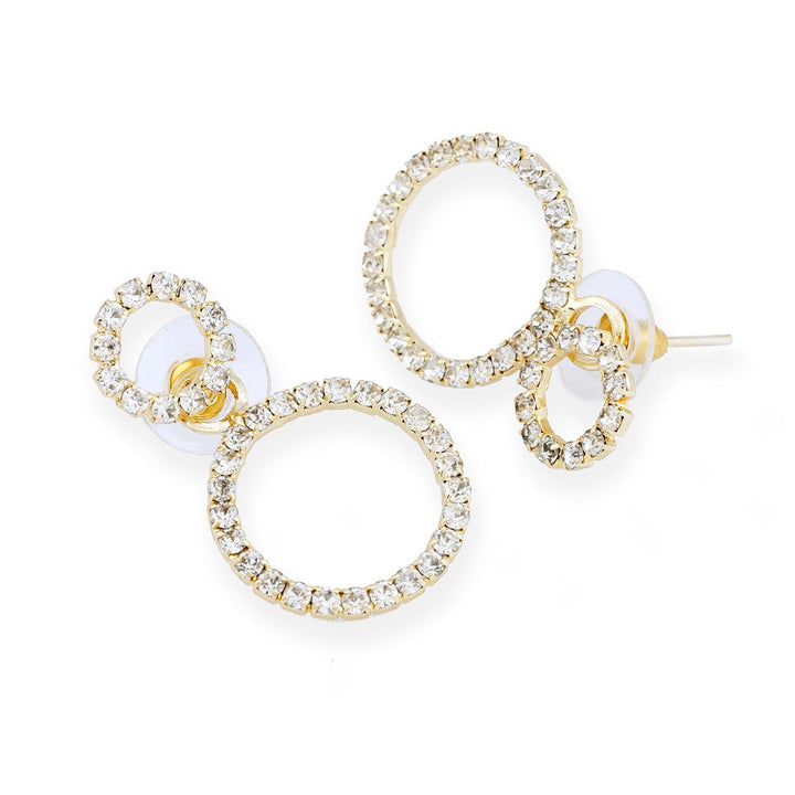Gold Plated Rhinestone Dangler Earrings - Trendisia