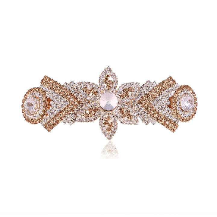 Gold Plated Rhinestone Hair Barrette - Trendisia