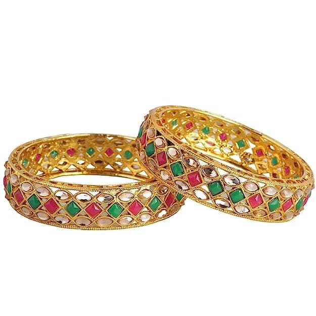 Gold plated set of 2 bangles. - Trendisia