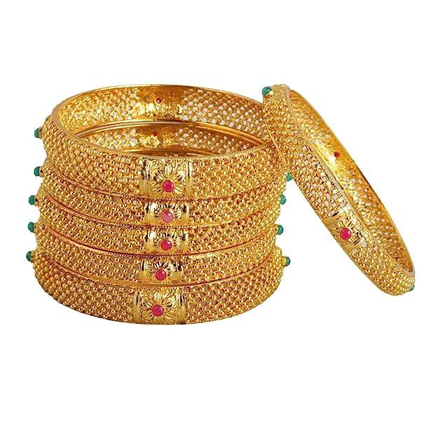 Gold Plated Set of 6 Handcrafted Bangles - Trendisia