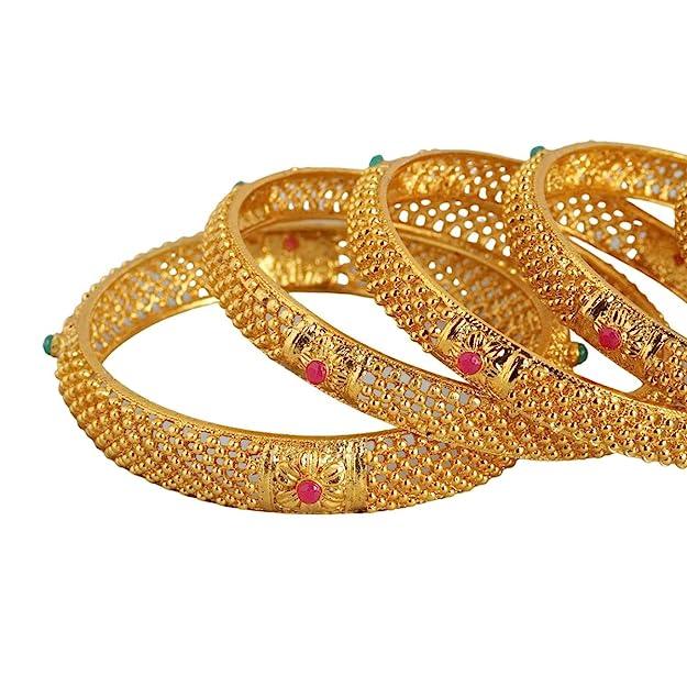 Gold Plated Set of 6 Handcrafted Bangles - Trendisia