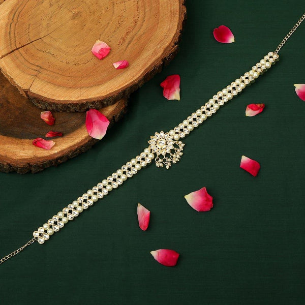 Gold-Plated Studded Beaded Maatha Patti - Trendisia