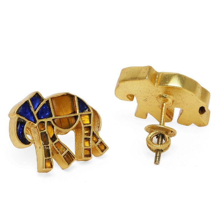 Gold-Plated Studded Jadau Animal Shaped Studs - Trendisia