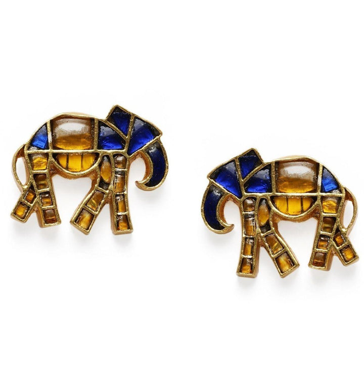 Gold-Plated Studded Jadau Animal Shaped Studs - Trendisia