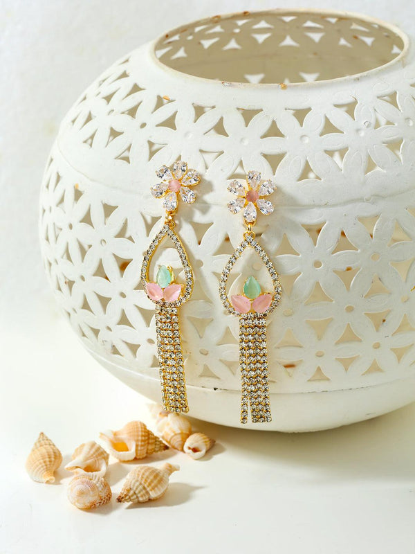 Gold Plated Teardrop Shaped Drop Earrings - Trendisia