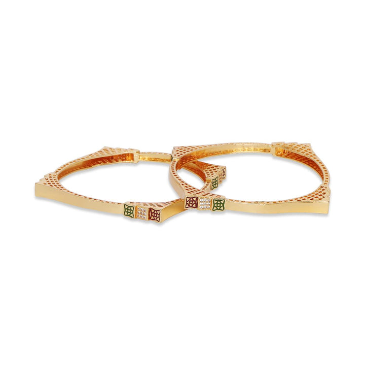Gold Plated Traditional AD set of 2 Kada - Trendisia