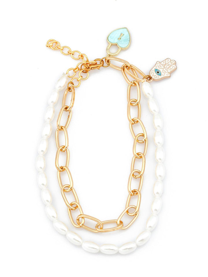 Gold-Plated White Brass Layered Necklace - Trendisia