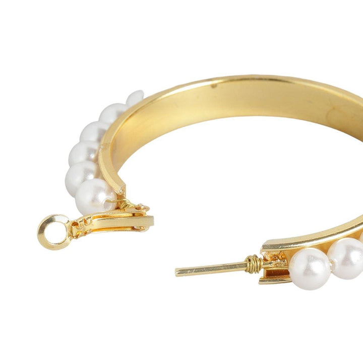 Gold-Plated White Circular Hoop Earrings - Trendisia