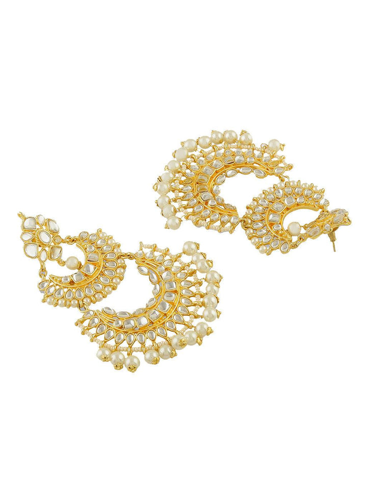 Gold-Plated White Crescent Shaped Chandbalis - Trendisia