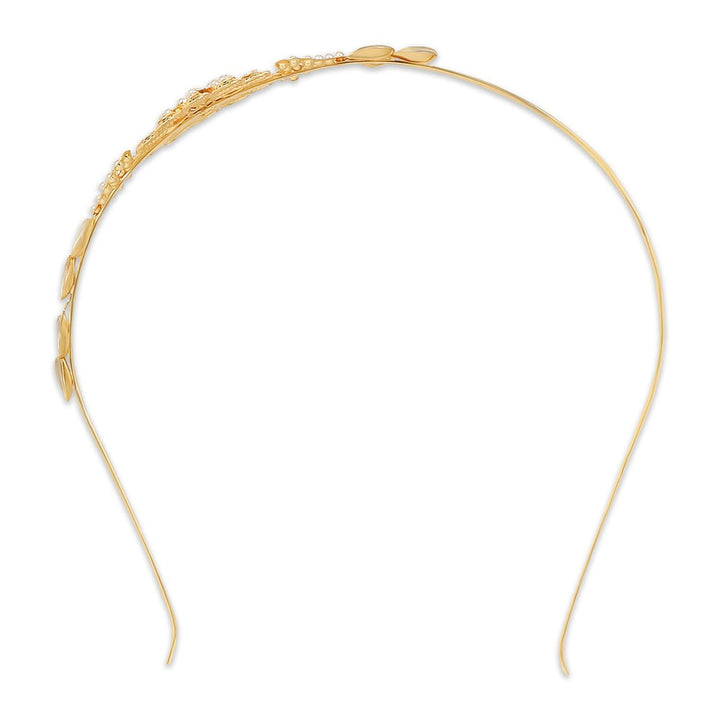 Gold-Plated White Rhinestone Studded Hairband - Trendisia