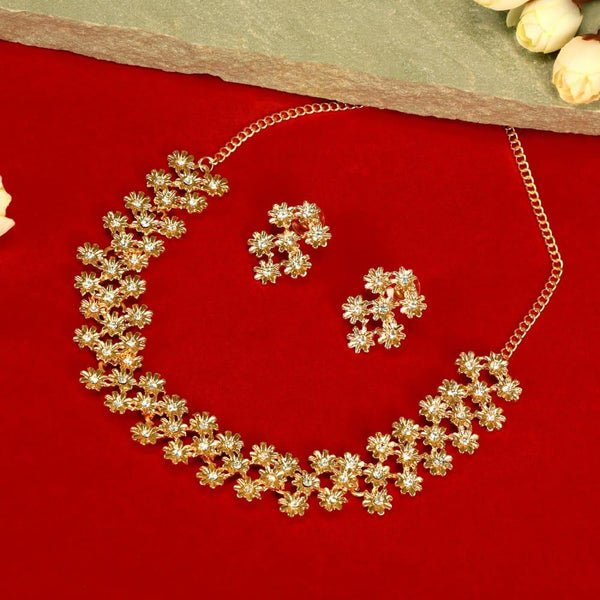 Gold-Plated White Studded Jewellery Set - Trendisia