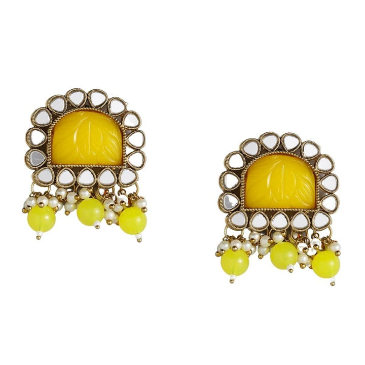 Gold-Plated Yellow AD Studded Earrings - Trendisia