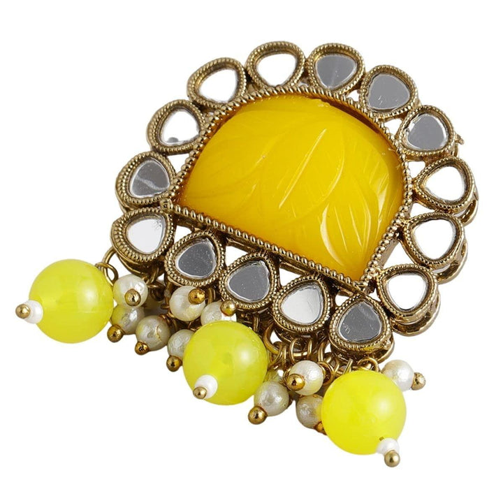 Gold-Plated Yellow AD Studded Earrings - Trendisia