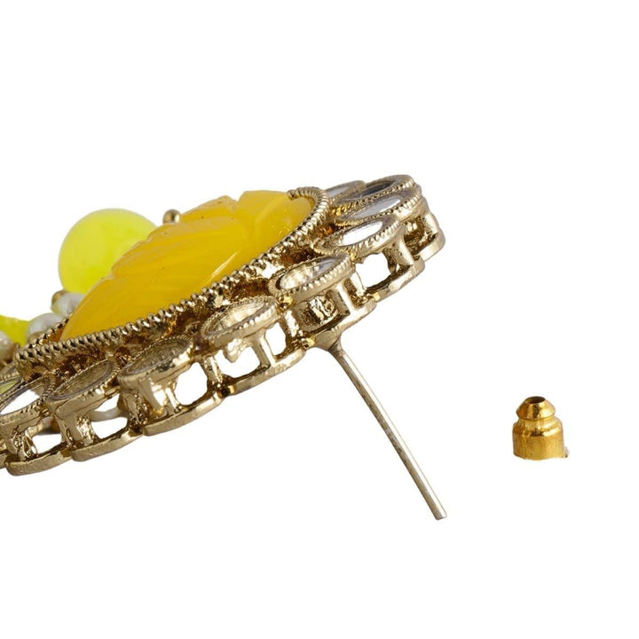 Gold-Plated Yellow AD Studded Earrings - Trendisia