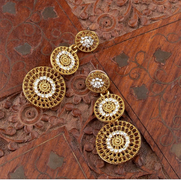 Gold-Toned Antique Circular Drop Earrings - Trendisia