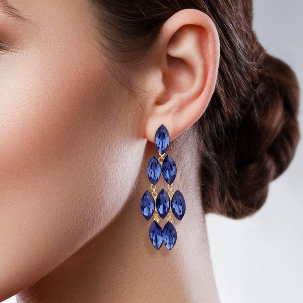 Gold-Toned Blue Contemporary Drop Earrings - Trendisia