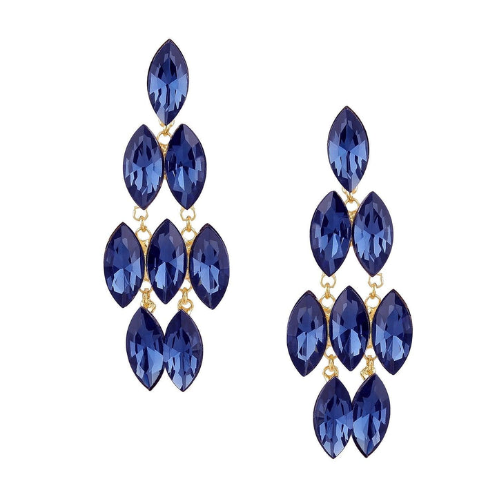 Gold-Toned Blue Contemporary Drop Earrings - Trendisia
