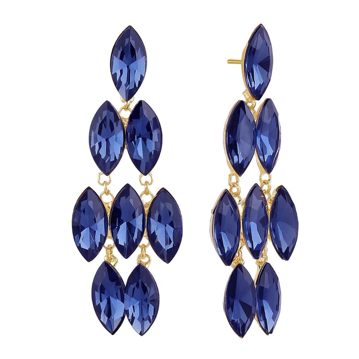 Gold-Toned Blue Contemporary Drop Earrings - Trendisia