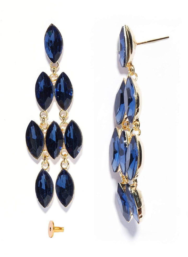 Gold-Toned Blue Contemporary Drop Earrings - Trendisia
