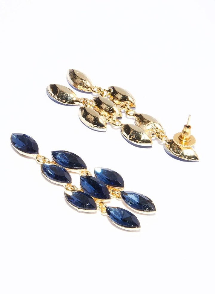 Gold-Toned Blue Contemporary Drop Earrings - Trendisia