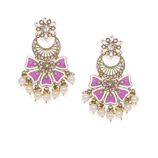 Gold-Toned Chandbali Earrings - Trendisia