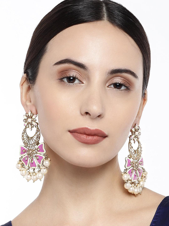 Gold-Toned Chandbali Earrings - Trendisia