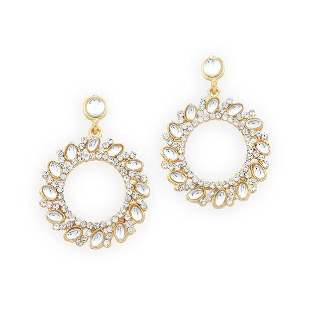 Gold-Toned Circular Drop Earrings - Trendisia