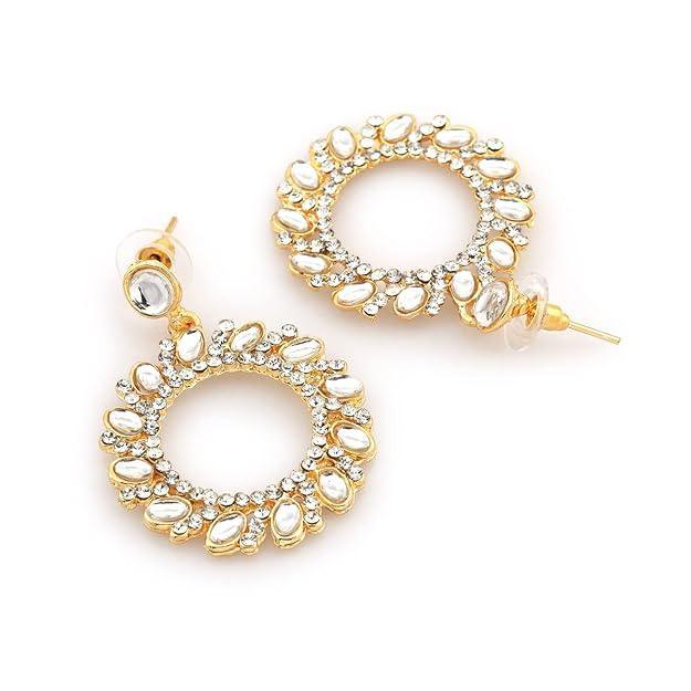 Gold-Toned Circular Drop Earrings - Trendisia