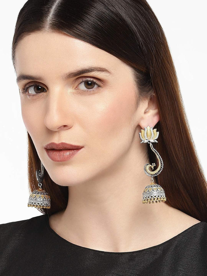 Gold-Toned Dome Shaped Drop Earrings - Trendisia