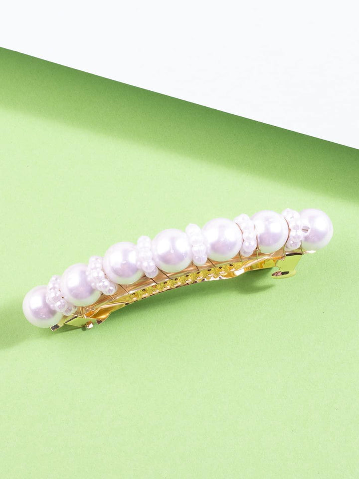 Gold-Toned Embellished French Barrette - Trendisia