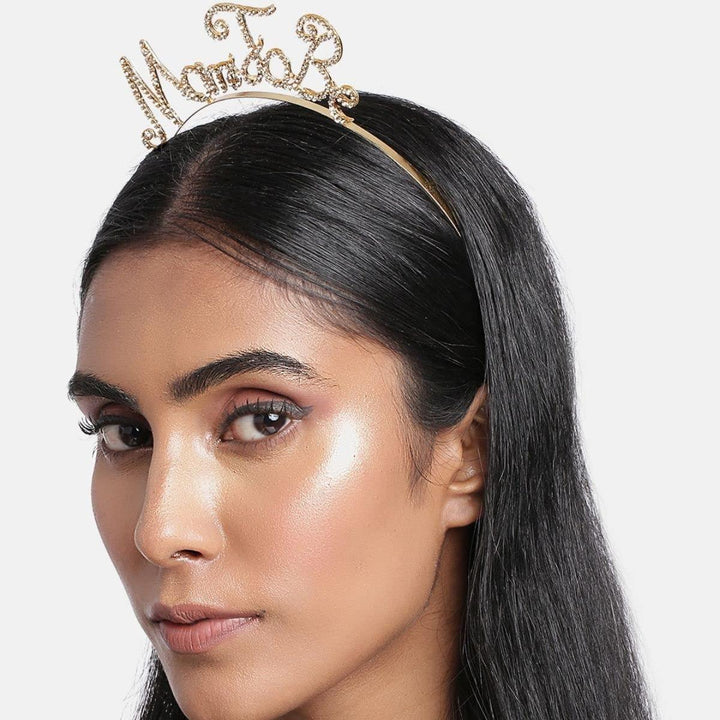 Gold-Toned Embellished Mom to be Hairband - Trendisia