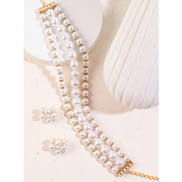 Gold Toned Freshwater Pearl Choker Set for Women - Trendisia