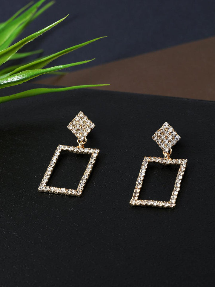 Gold-Toned Geometric Drop Earrings - Trendisia