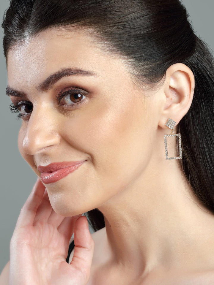 Gold-Toned Geometric Drop Earrings - Trendisia