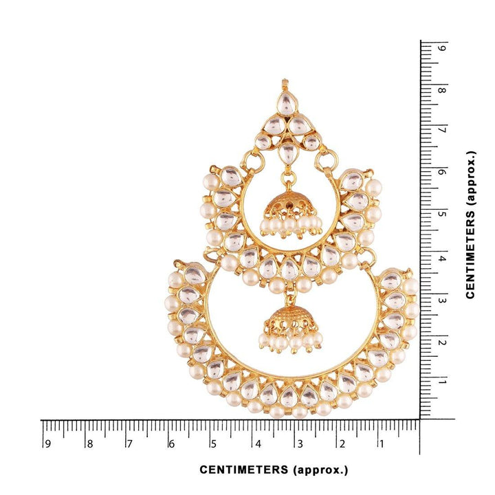 Gold-Toned Jadau Kundan Pearl Chaandbali - Trendisia