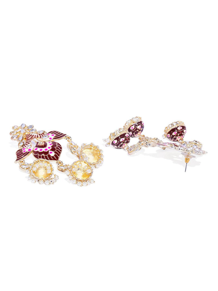 Gold-Toned Meenakari Dome Shaped Jhumkas - Trendisia