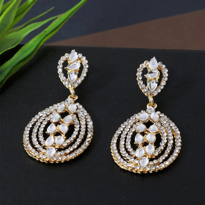 Gold-Toned Oval Drop Earrings - Trendisia
