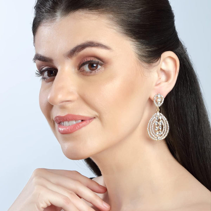 Gold-Toned Oval Drop Earrings - Trendisia