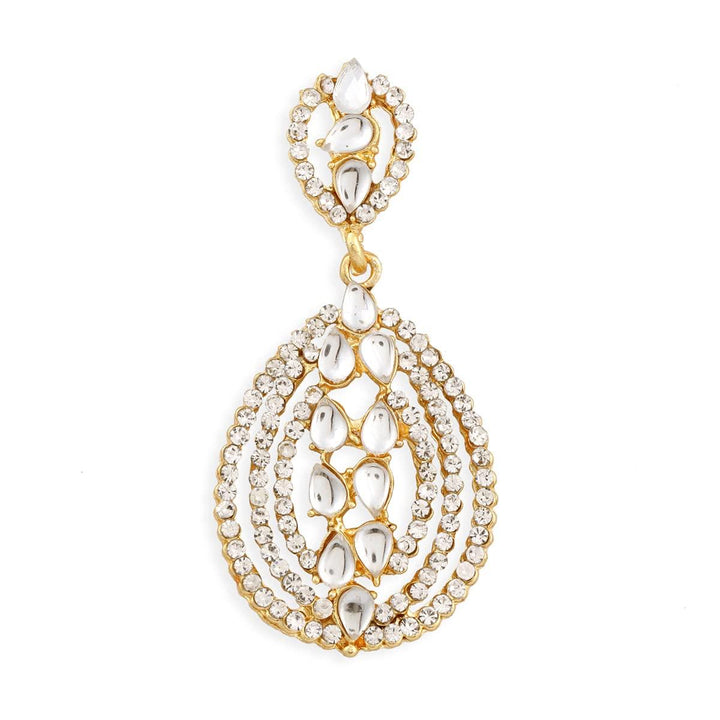 Gold-Toned Oval Drop Earrings - Trendisia