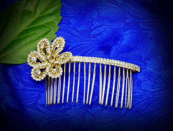 Gold-Toned Rhinestone Comb Pin for Women - Trendisia