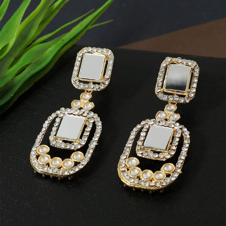 Gold-Toned Square Drop Earrings - Trendisia