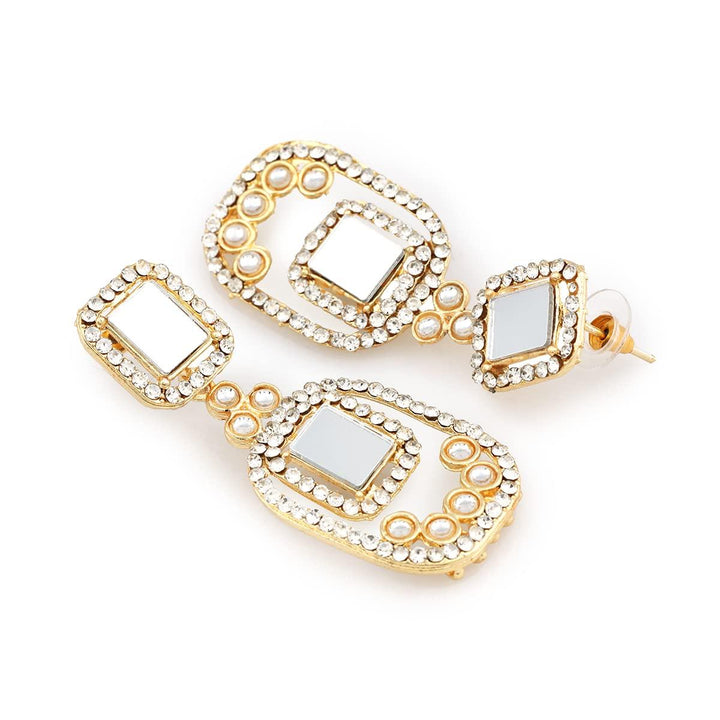 Gold-Toned Square Drop Earrings - Trendisia