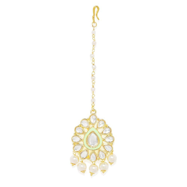 Gold Toned Tear Drop Kundan Maang Tikka for Women - Trendisia