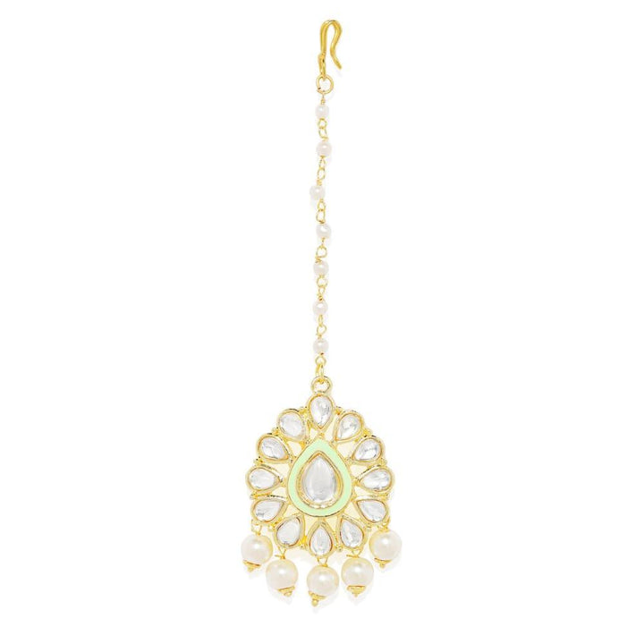 Gold Toned Tear Drop Kundan Maang Tikka for Women - Trendisia